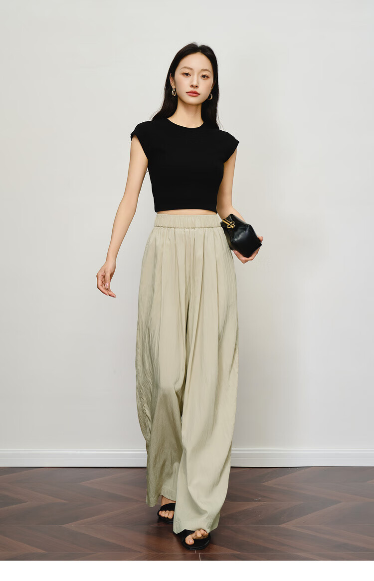 Olrain Women's Loose Wide-Leg Floor-Length Yamamoto Pants Summer High-Waist Slim Casual Pants Blue S 23