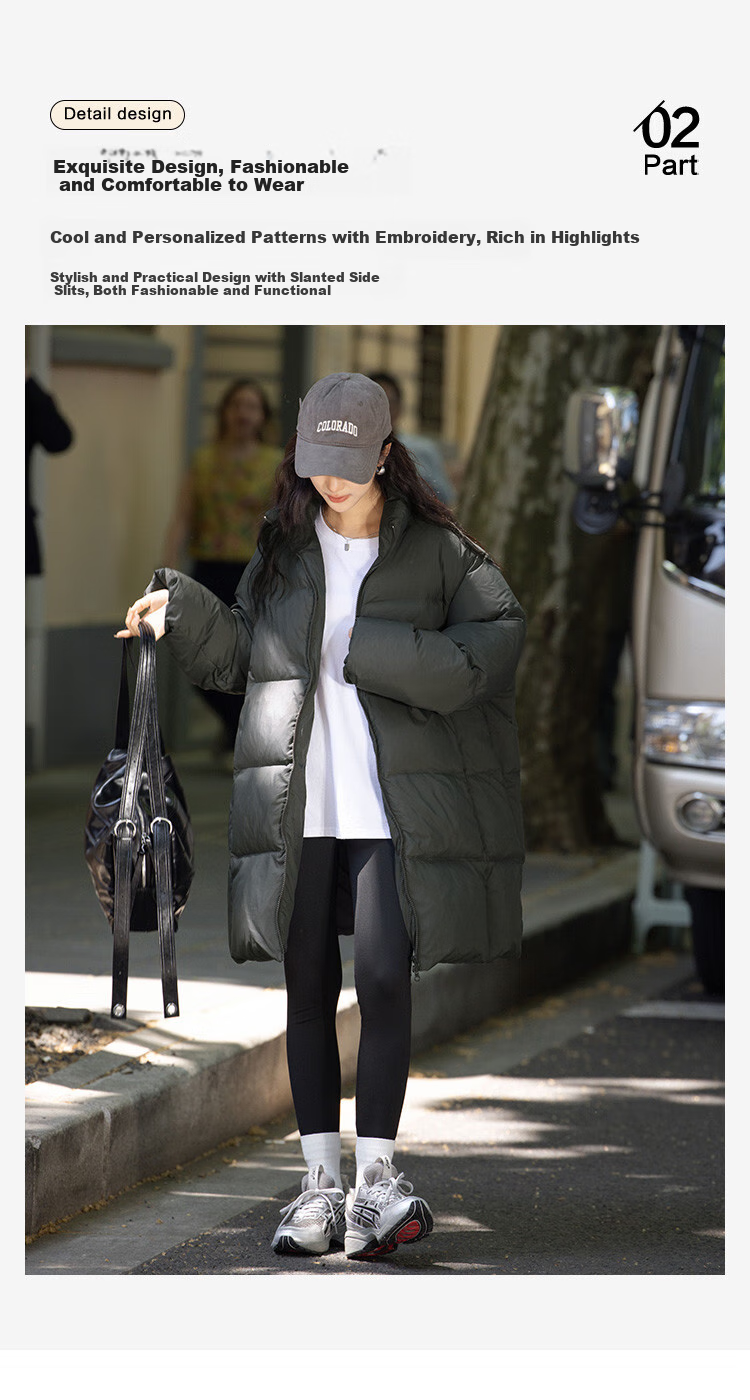 Dme [Tianhuai Color Simple Style] Winter Cool Stand-Collar Zipper Mid-Length down Jacket for Wome 7