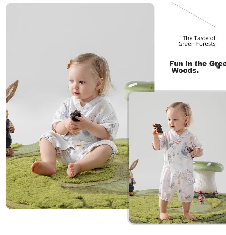 Beitaisi Baby Clothes, Summer Thin Bamboo Cotton Onesie, Newborn Gauze Romper, Short-Sleeve Infant Pajamas 25