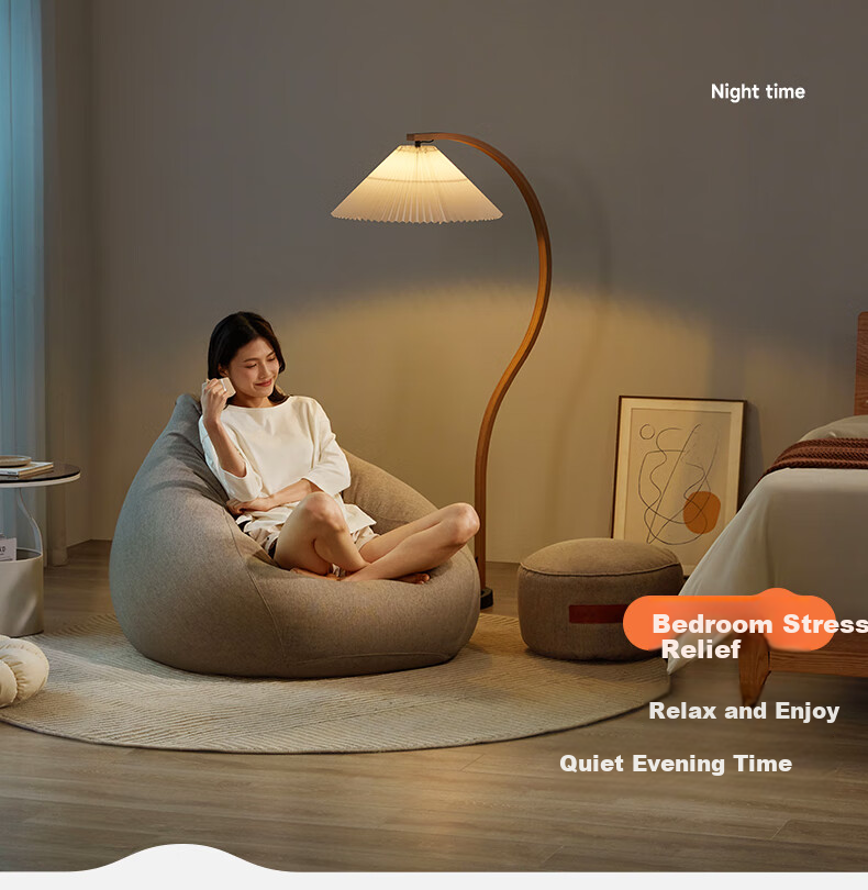 LUCKYSAC Lazy Bean Bag Sofa EPP, Single Fabric Sofa for Living Room, Bedroom, Balcony, Premium Warm Gray Color 11