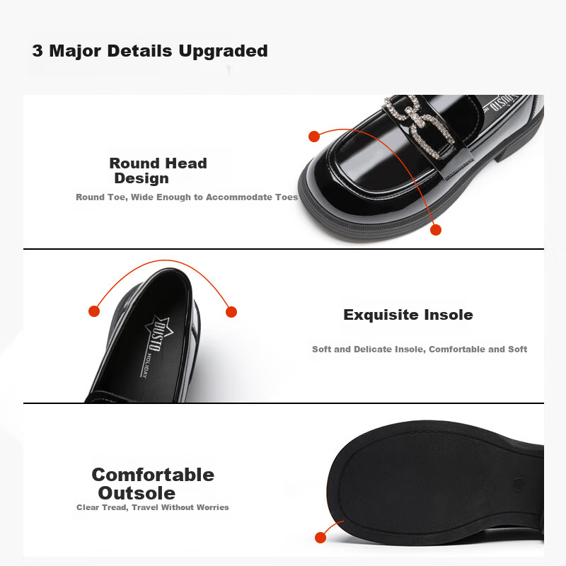 Dusto Thick-Soled Loafers for Women, 2026 New Spring Style, Patent Leather Commuter Shoes, Black Chunky Heel, British-Style Small Leather Shoes