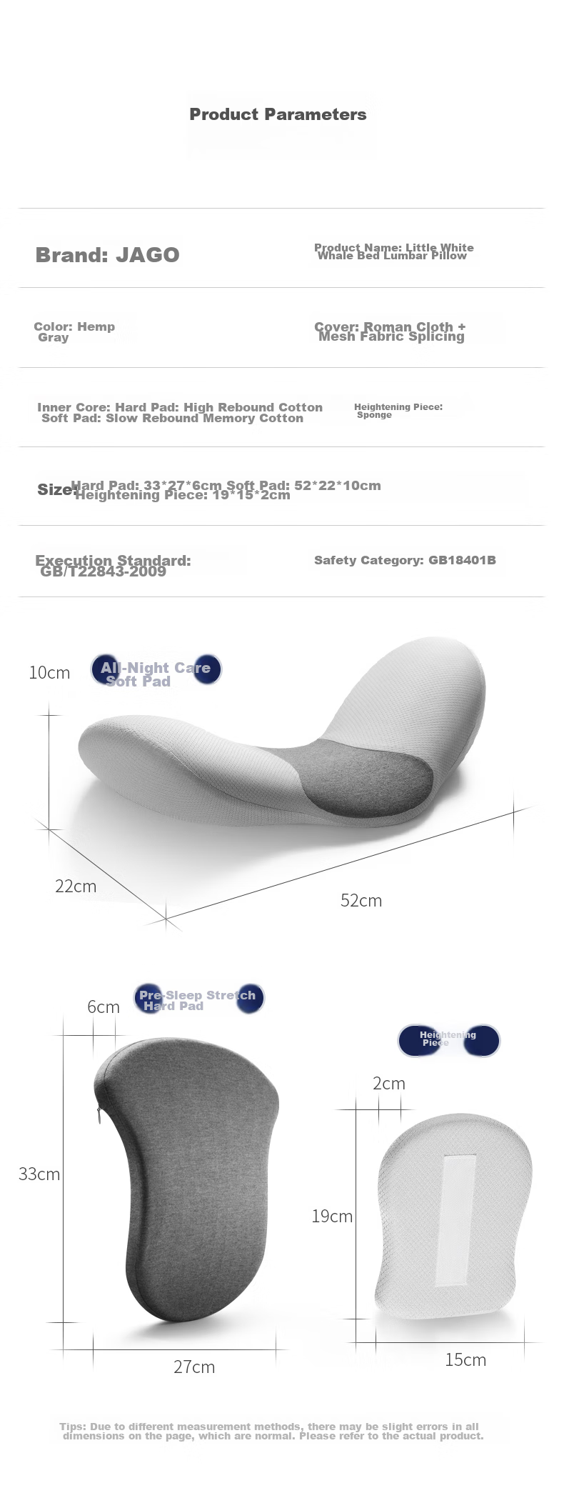 JAGO Heating Back Pillow, Lumbar Disc Support Pad, Lumbar Muscle Strain Relief, Waist Support Cushion, Back Support Pad 14