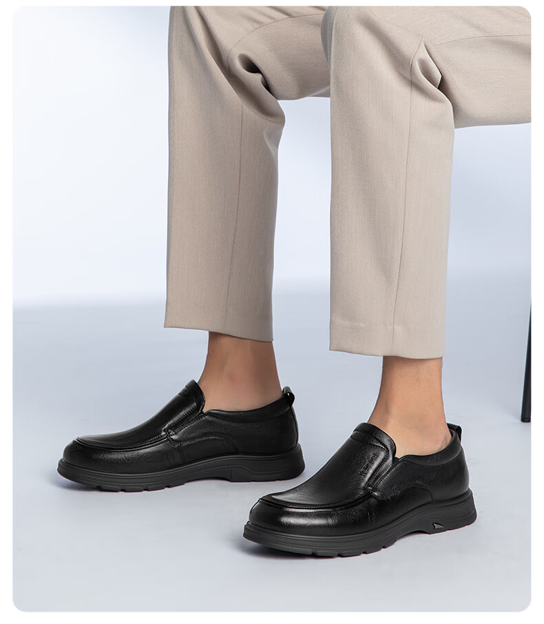 Connie Men's Youth Business Casual Leather Shoes Comfortable Driving Slip-On Low-Top Shoes Black Size 43 9