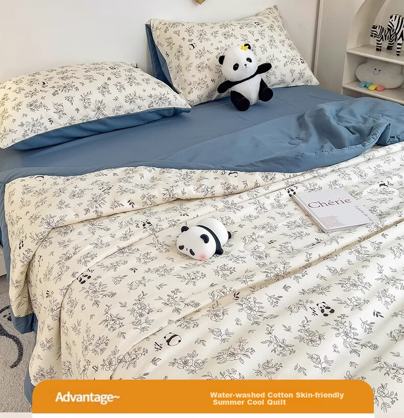 Wuyinliangpin Children's Summer Cooling Quilt, Air Conditioning Blanket, Baby Class A Soybean Kindergarten Nap Quilt, Garden Style, 100x150cm 3