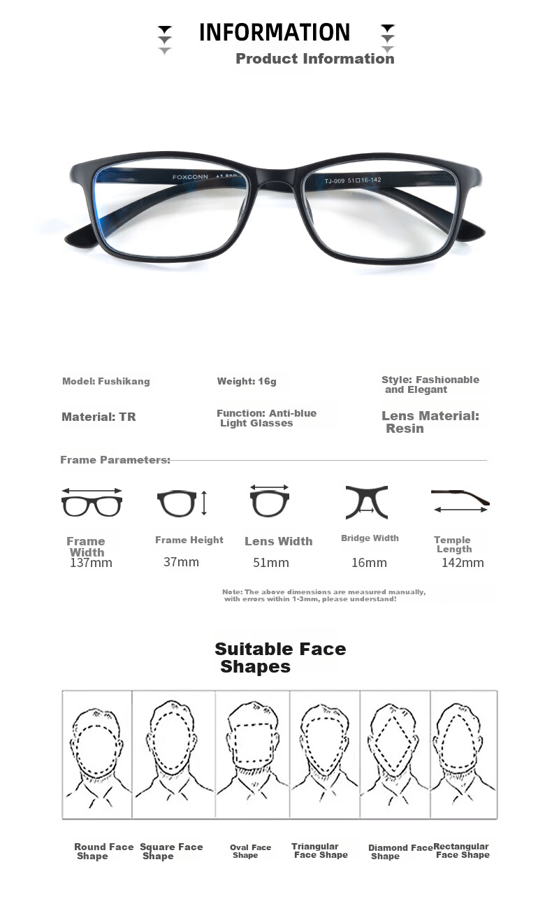 Fushikang Reading Glasses for Men, Anti-Blue Light, High Definition, Ultra-Light, for Middle-Aged And Elderly Men, Presbyopic Glasses TJ009 Black +300 Degrees 9