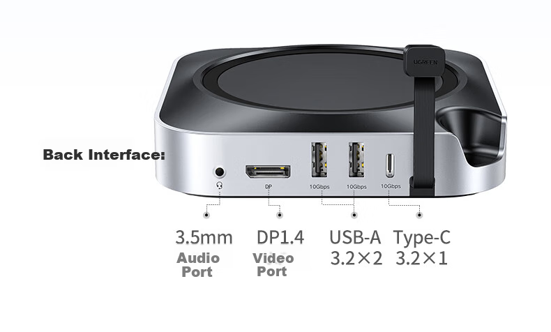 UGREEN M.2 SSD Enclosure Compatible with Mac Mini M4 Expansion Dock, DP DisplayPort, USB 3.2, Compatible with Apple Host, Thunderbolt 4/5 Interface 11