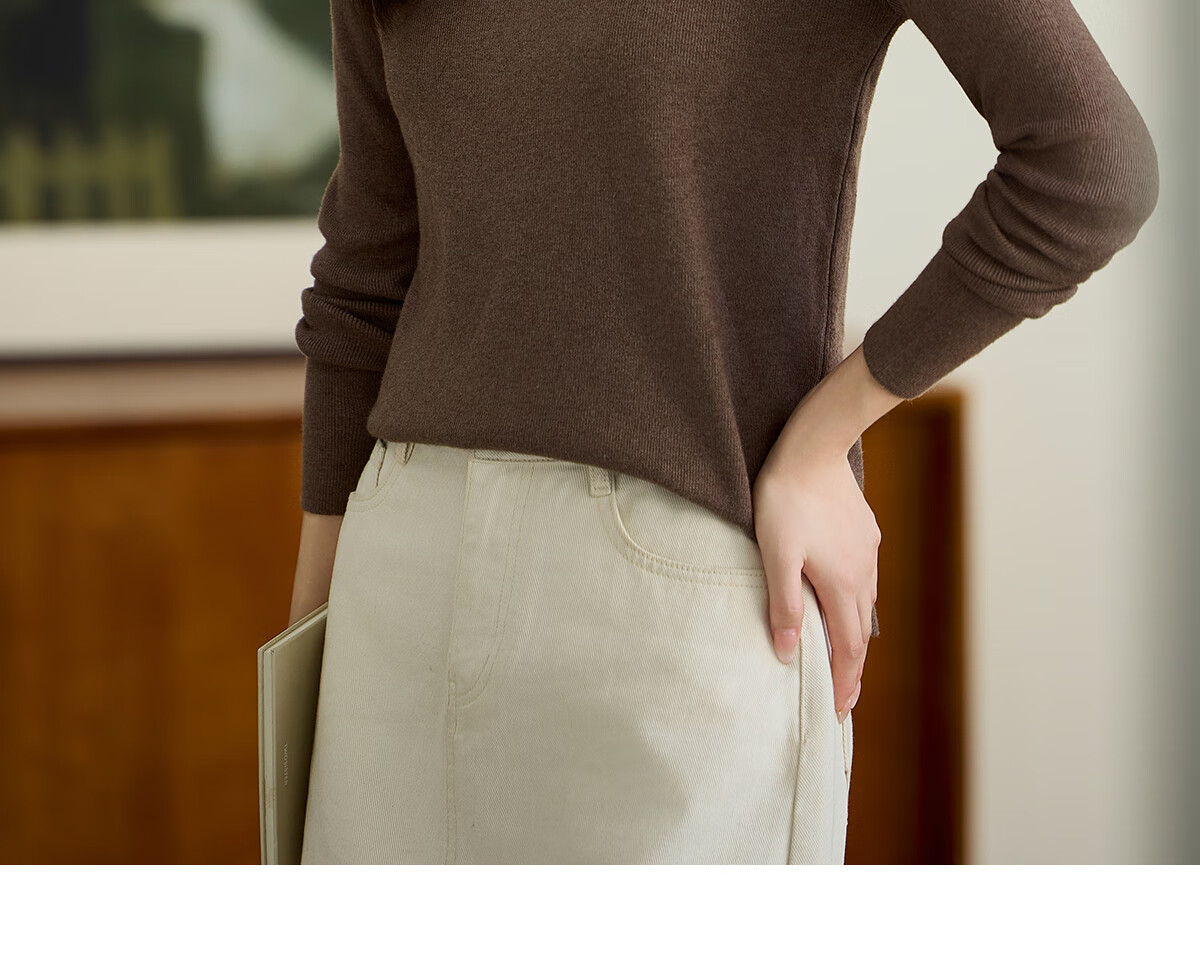 Taxiang Women's Semi-Turtleneck Knit Sweater, Autumn And Winter Inner Layering Solid Color Slim-Fit Pullover Sweater T143Z3040 30