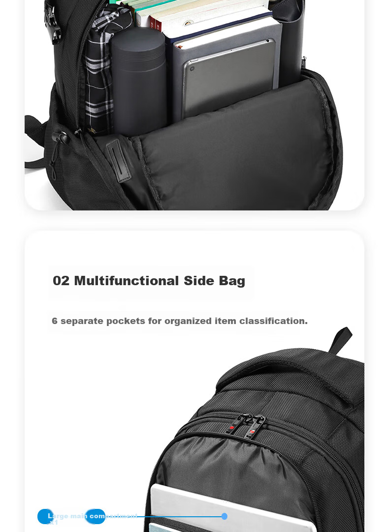 JINSHIWQ Backpack for Men, Large Capacity Business Travel Bag, Laptop Backpack, Hiking Bag, Schoolbag for Middle School, High School And College Students 8