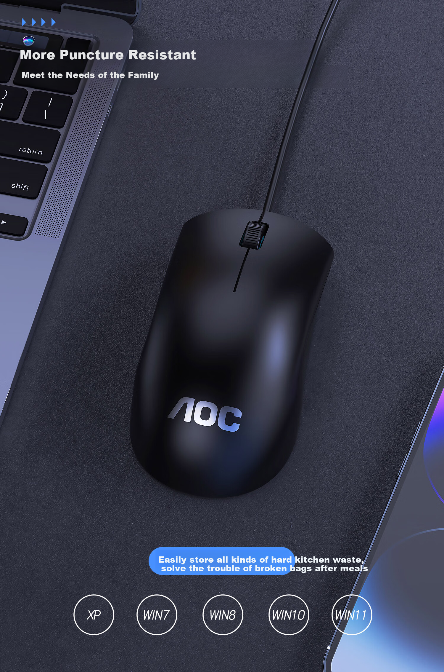 AOC MS116 Wired Mouse, Office Mouse, Computer Mouse, Compatible with Desktop And Laptop Computers via USB Interface 7