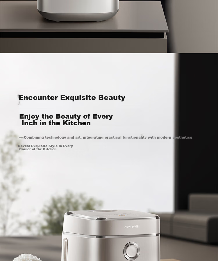 Joyoung Space Series Home Use 2024 Model, 0 Coating 4L Uncoated Rice Cooker, 316L Stainless Steel Inner Pot, Electric Rice Cooker 40N1U 33