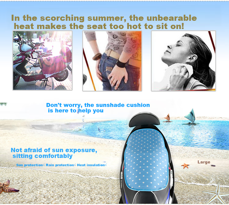 Adandyish Motorcycle Sun Protection Seat Cushion, Electric Bike Sun Protection Seat Cushion, Universal Heat Insulation Sunshade for Electric Scooters, Random Floral Patter 2