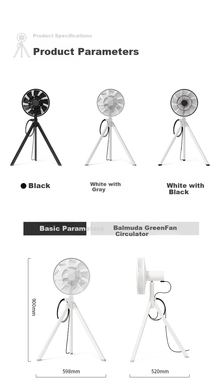 BALMUDA Fruit Ridge Air Circulation Fan, Floor Fan, Desktop Quiet Bedroom Fan, DC Inverter, First-Class Energy Efficiency GreenFan Studio White And Black, AGR01CN-WK 2