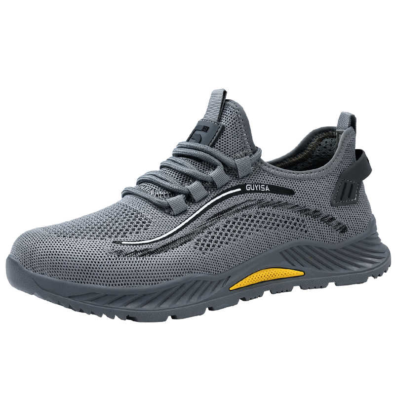 JUNBU Safety Shoes for Men, Summer Breathable Steel Toe Cap, Anti-Smashing, Puncture-Resistant, Comfortable Construction Site Safety Work Shoes 5023 Size 38