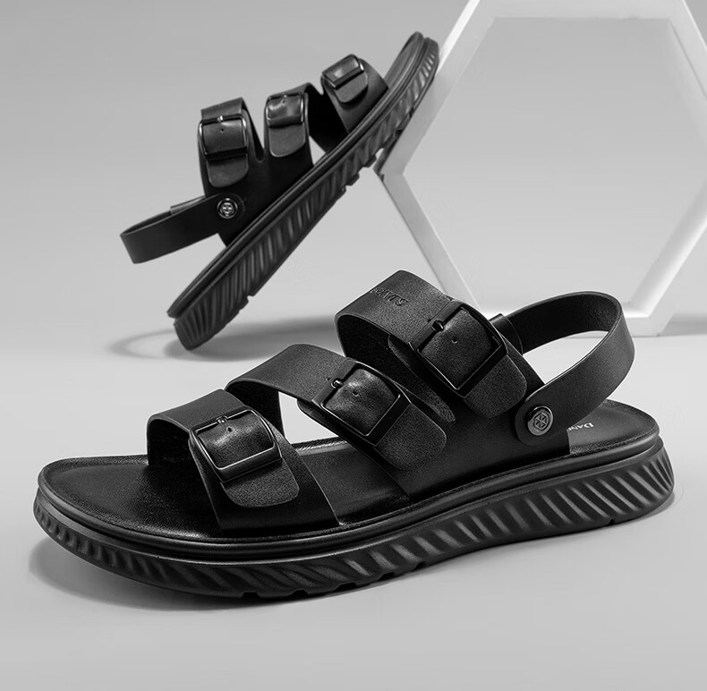 DANCING WOLVES Summer Sandals Dual-Wear Breathable Quick-Dry Casual Outdoor Beach Shoes Durable Non-Slip Black Size 41 2