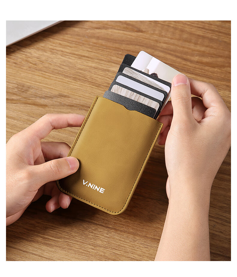 V.NINE Men's Slim Portable Card Holder And Wallet Combo with Pull-Out Design, Business Short Style Multi-Card Slots Wallet, Gift Box Packaging for Me 14