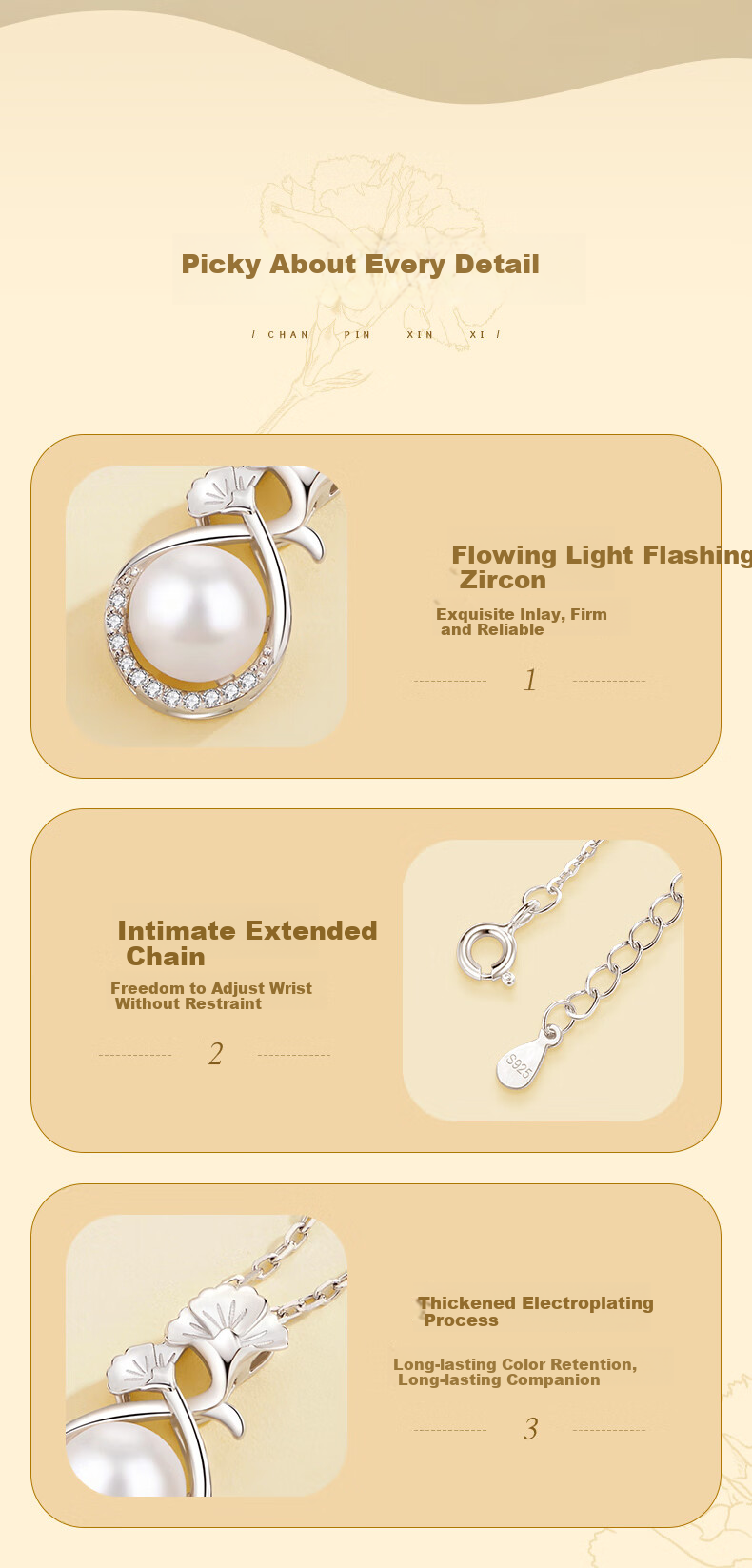 Zhenshangyin Chinese Gold Pearl Necklace for Women, 2026 New Light Luxury High-End S925 Pendant, Birthday Gift for Girlfriend 7