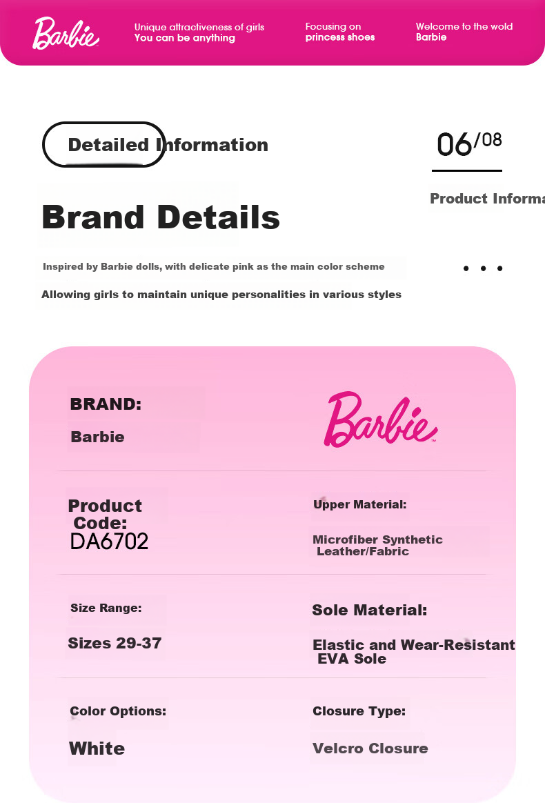 Barbie Girls' Summer Mesh Shoes, Breathable Dad Shoes, Student White Sneakers, Sports Shoes DA6702, White, Size 32 11