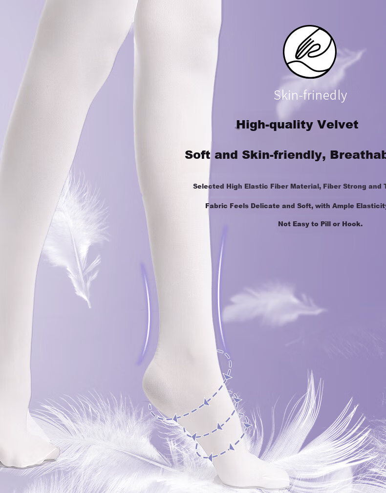 LangSha Children's Dance Tights, Girls' Practice White Anti-Sprain Pantyhose, Ultra-Thin Stockings for Dancing, Ballet Tights Suitable for Outdoor Wear 3