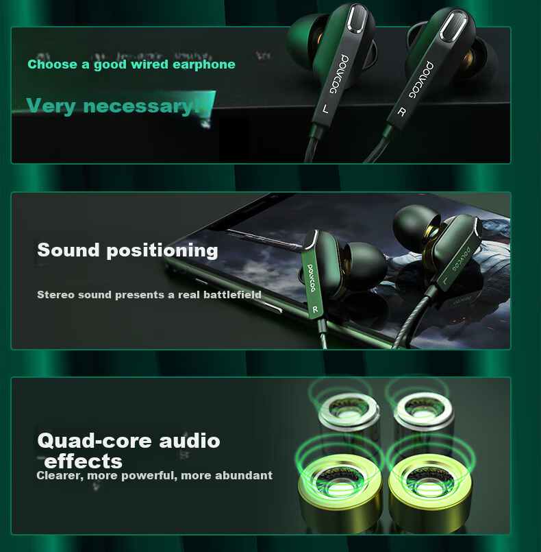 POLVCDG Wired In-Ear Gaming Headset USB Laptop Headphones Noise-Cancelling HD Call Esports Headphones for Delta Valorant PUBG 1