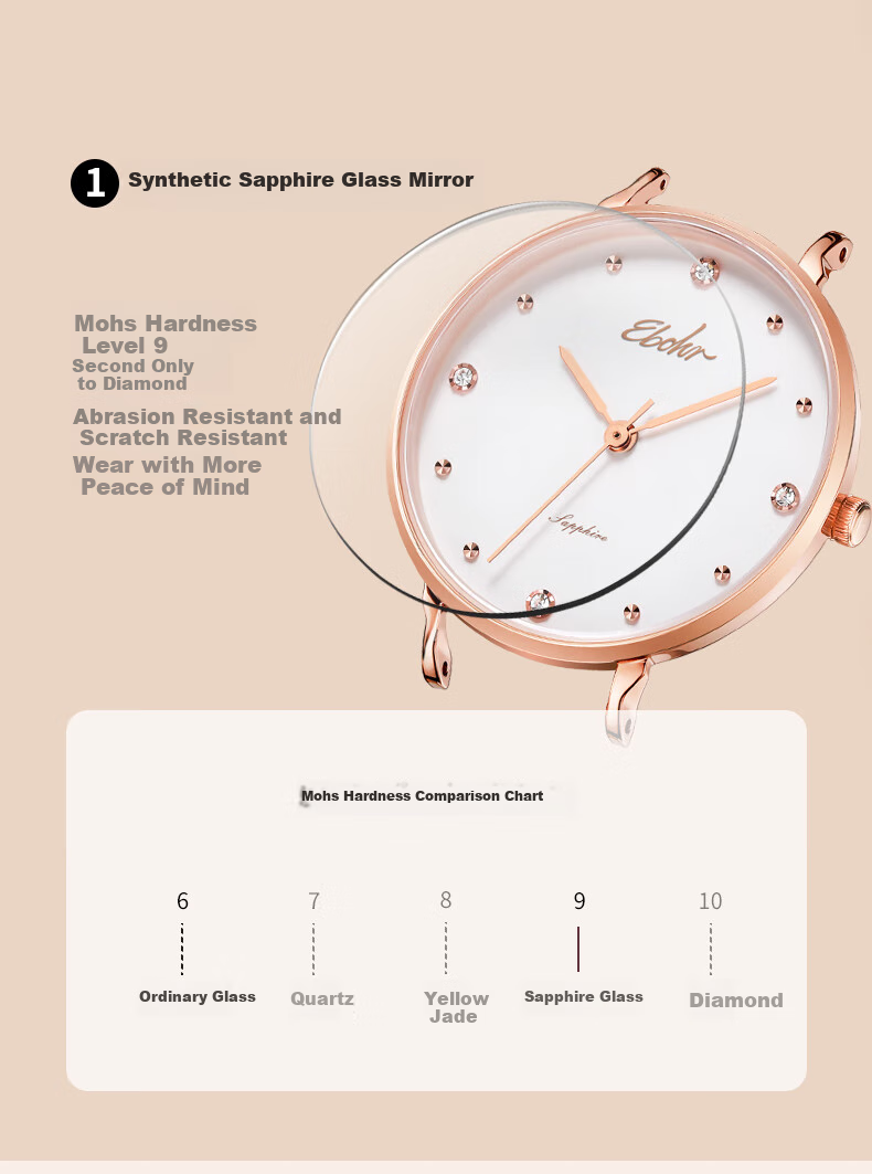 EBOHR Women's Watch, Kana Series INS Simple Quartz Ladies Watch, Birthday Mid-Autumn Festival Gift, 51500122 for Girls 16