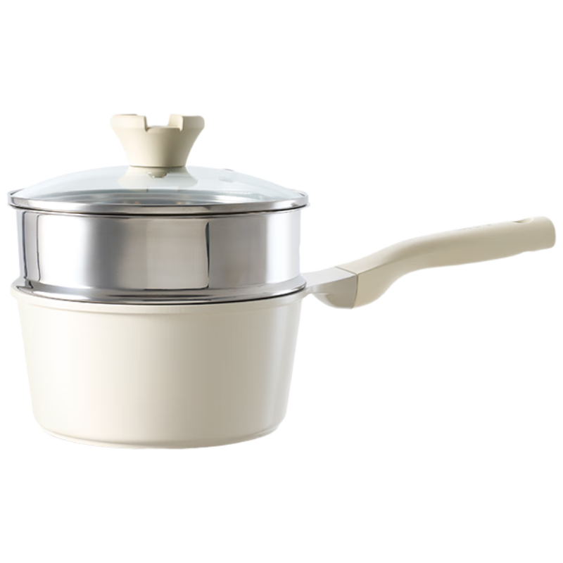 REDCHEF Titanium Ceramic Milk Pot with Steamer Insert, Baby Food Pot, 20cm Infant Small Milk Pot, Non-Stick Pan for Gas Stove And Induction Cooker