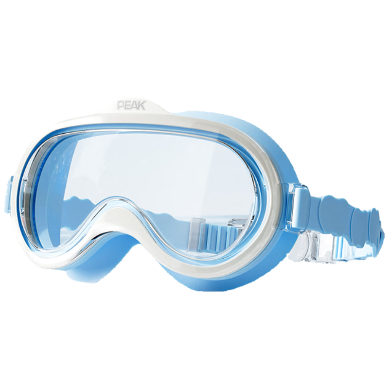 PEAK Children's Swimming Goggles, High Definition Anti-Fog Wide-Angle Large Frame Glasses for Boys And Girls, Professional Swimming Training Protective Eyewear, White And Blue