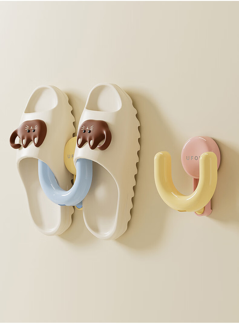 Dopamine Suction Cup Slipper Rack Wall-Mounted No-Drill Shoe Storage Organizer Home Bathroom Drainage Slipper Holder 12
