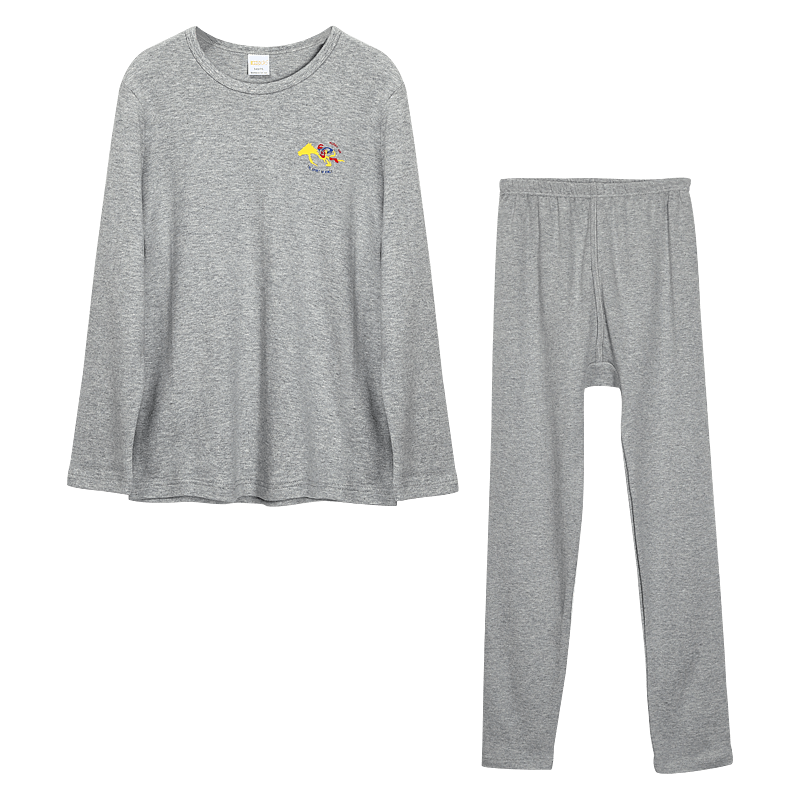Hodohome Boys' 7A Antibacterial Cotton Thermal Underwear Set, Gray, Size 130