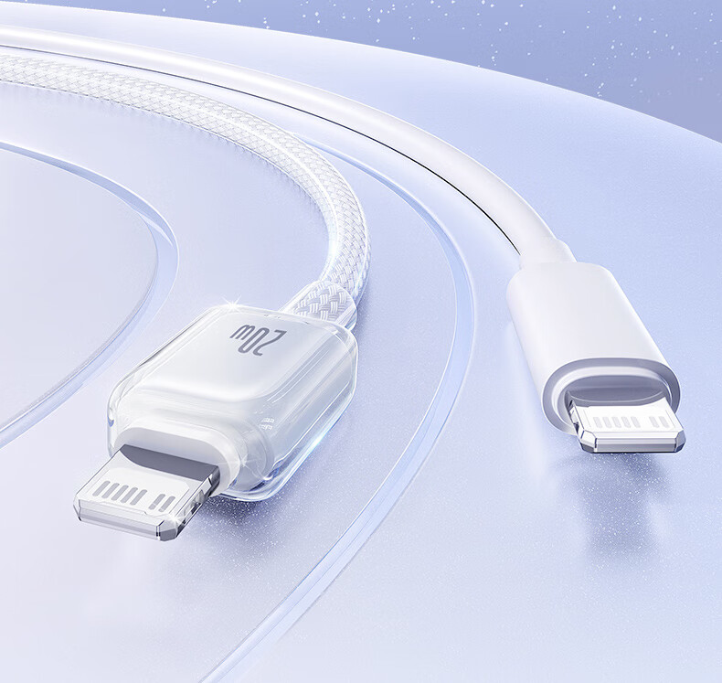 Baseus Apple Type-C Data Cable PD20W Fast Charging Cable Compatible with iPhone 14/13 Pro Max/12/11/Xs Car Phone Ice Transparent White 1m 2