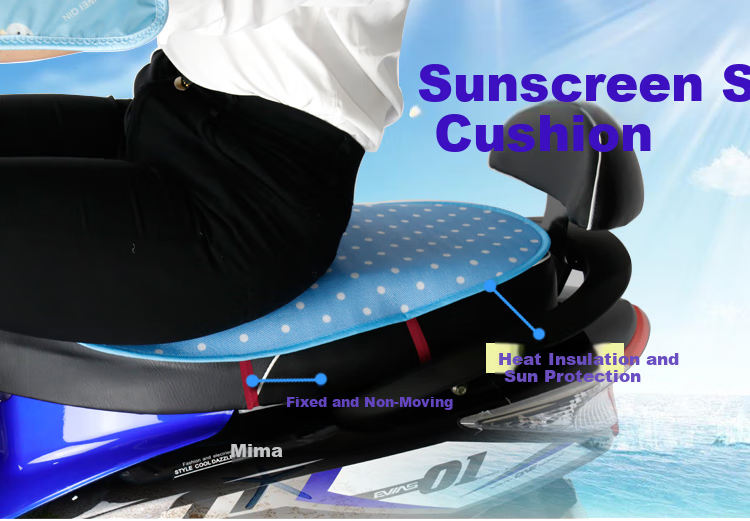 Adandyish Motorcycle Sun Protection Seat Cushion, Electric Bike Sun Protection Seat Cushion, Universal Heat Insulation Sunshade for Electric Scooters, Random Floral Patter 1