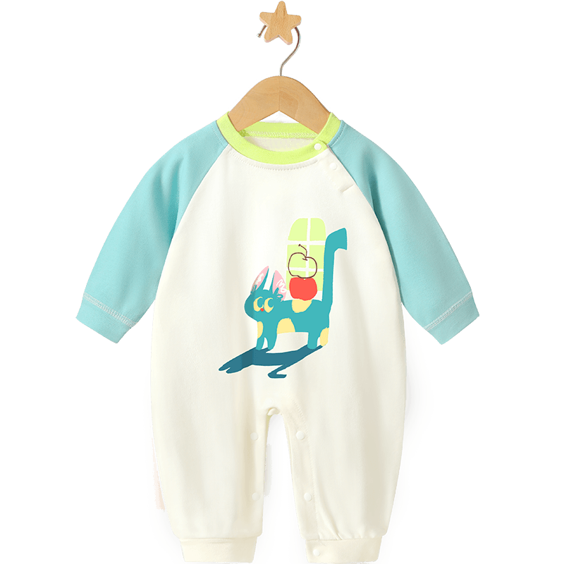 Badi Badi [Gift for Expectant Moms] Spring and Autumn Infant Toddler Unisex Romper Jumpsuit Baby Clothes Light Lake Green 66cm