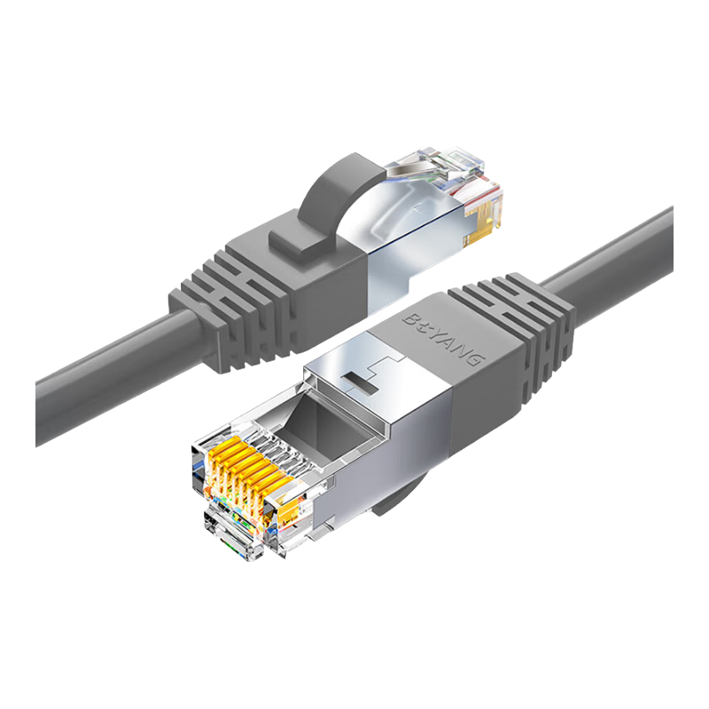 BOYANG CAT5e Shielded Network Patch Cable, FTP Gigabit Ethernet Cable, Oxygen-Free Copper Twisted Pair, 3 Meters, Data Center And Home Installation Project Cable, Pre-Made Network Cable, Gray, BY-503HP