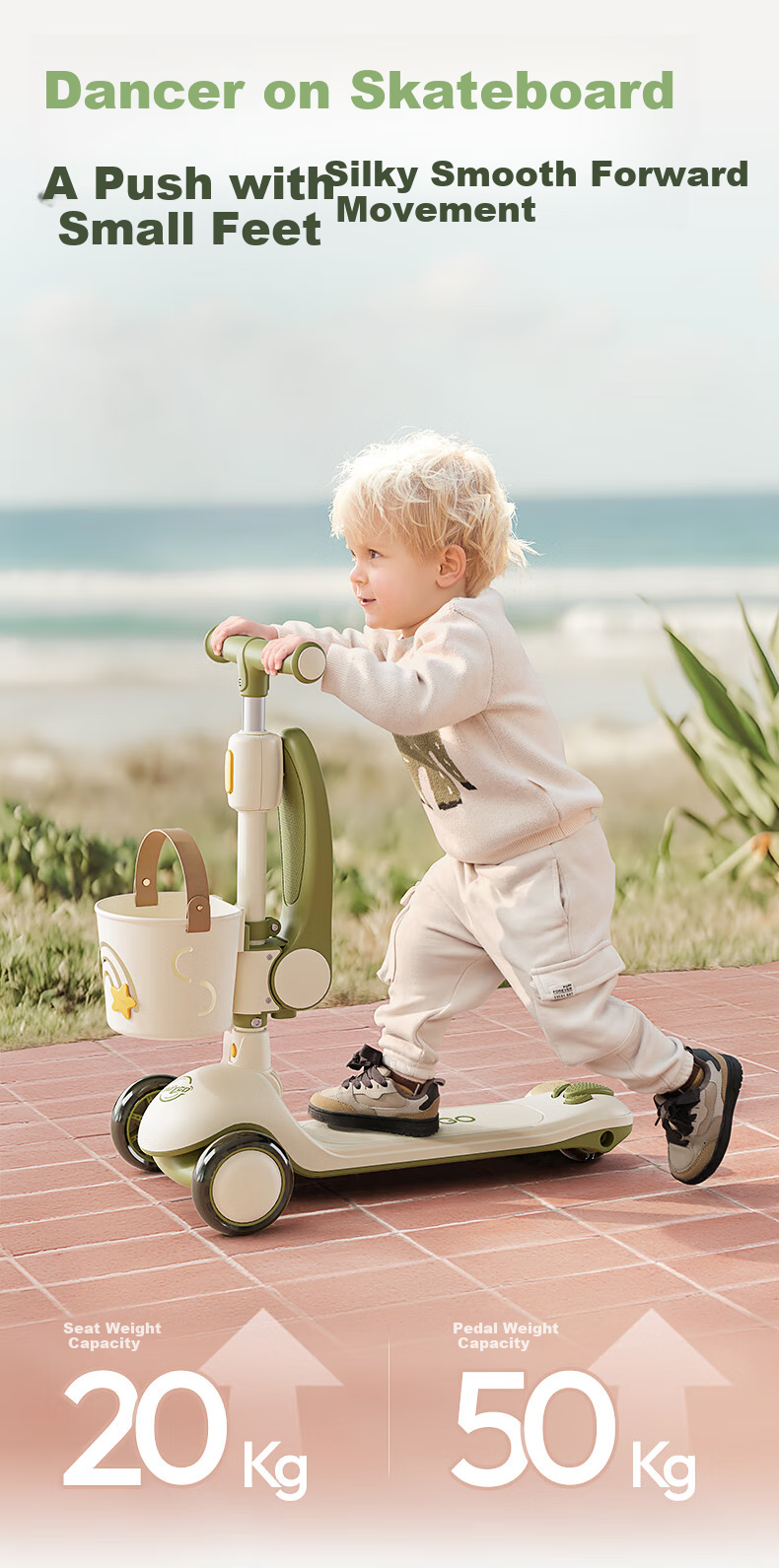 BG-BABYGO Children's Scooter for Ages 1-3 Toddler Learning Walker Balance Bike First Birthday Gift Baby Stroller Toy Two-I 4
