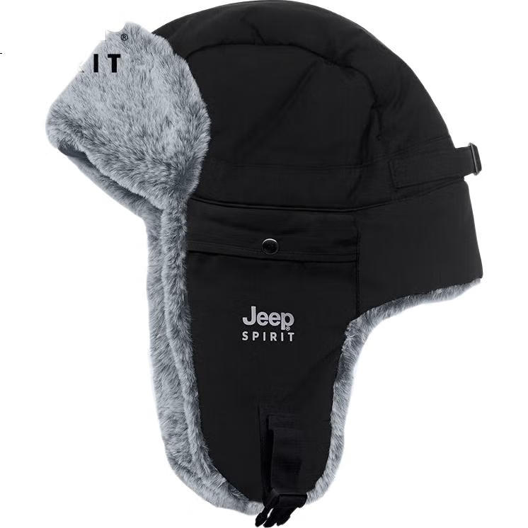 Шапка JEEP унисекс, утепленная флисом, ветрозащитная, зимняя, черная