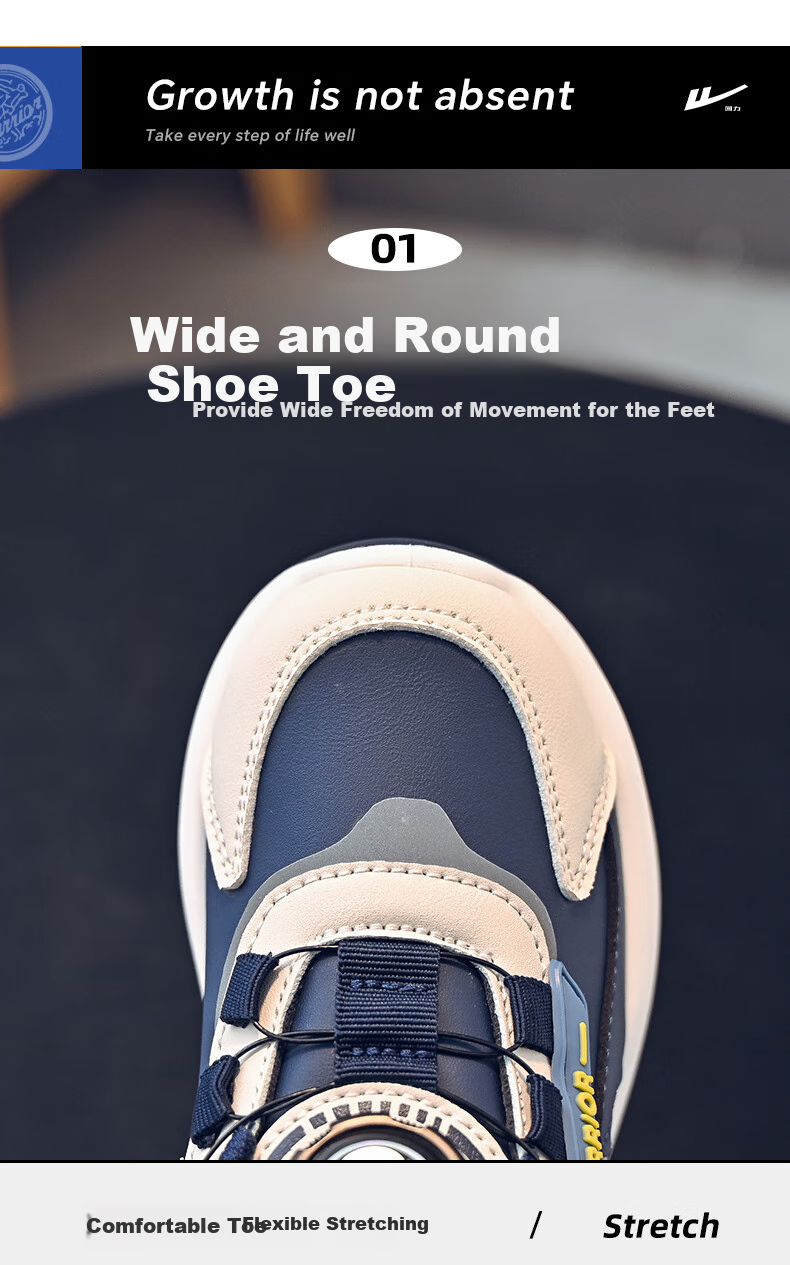 Warrior Children's Shoes Spring And Autumn Style Boys Running Shoes Girls Soft-Soled Children's Sneakers WZ(CL)-0633 Navy Blue/beige 27 2