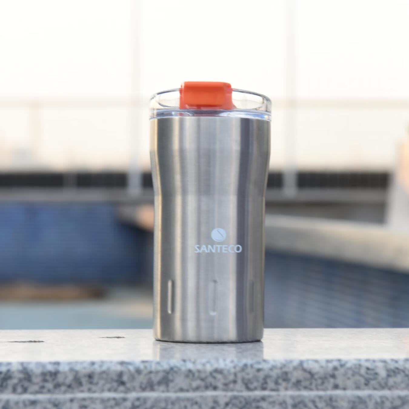 SANTECO Insulated Mug, Stylish Water Bottle for Students, Portable Coffee Cup with Long-Lasting Heat Retention, Travel Tumbler for Cola, Natural Color