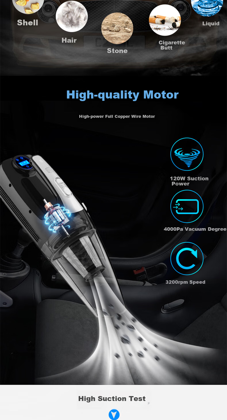 Jumu Car Vacuum Cleaner with Air Pump, Dual-Purpose Four-In Multifunctional Handheld High-Power Vacuum Cleaner JM-8811 4