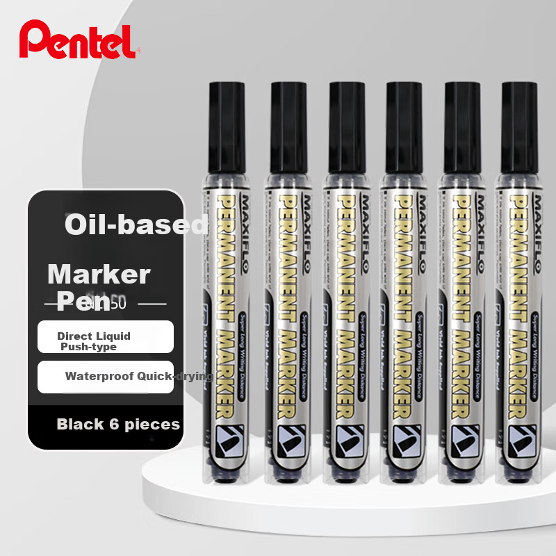Маркер Pentel NLF50, на масляной основе, черный, 6 шт.