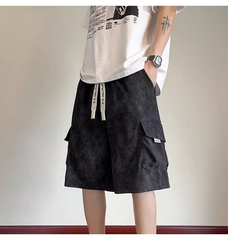 JEEP SPIRIT Men's Summer Workwear Shorts Casual Loose Ice Silk Big Pocket Black XL 6
