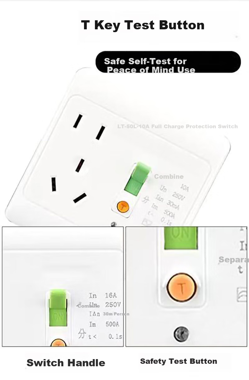 MIWHD 86-Type Concealed Leakage Protection Switch Socket, Air Switch, Three-Hole Socket, 16A 6