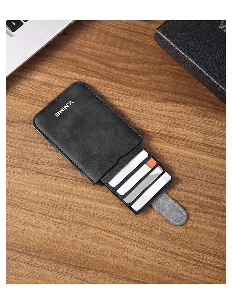 V.NINE Men's Slim Portable Card Holder And Wallet Combo with Pull-Out Design, Business Short Style Multi-Card Slots Wallet, Gift Box Packaging for Me 9