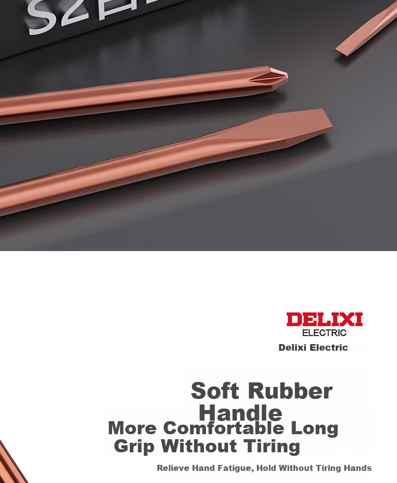 DELIXI ELECTRIC S2 Screwdriver Set, Phillips And Flathead Strong Magnetic Screwdriver S2 Screwdriver Φ6 Series [Six-Piece Set] 8