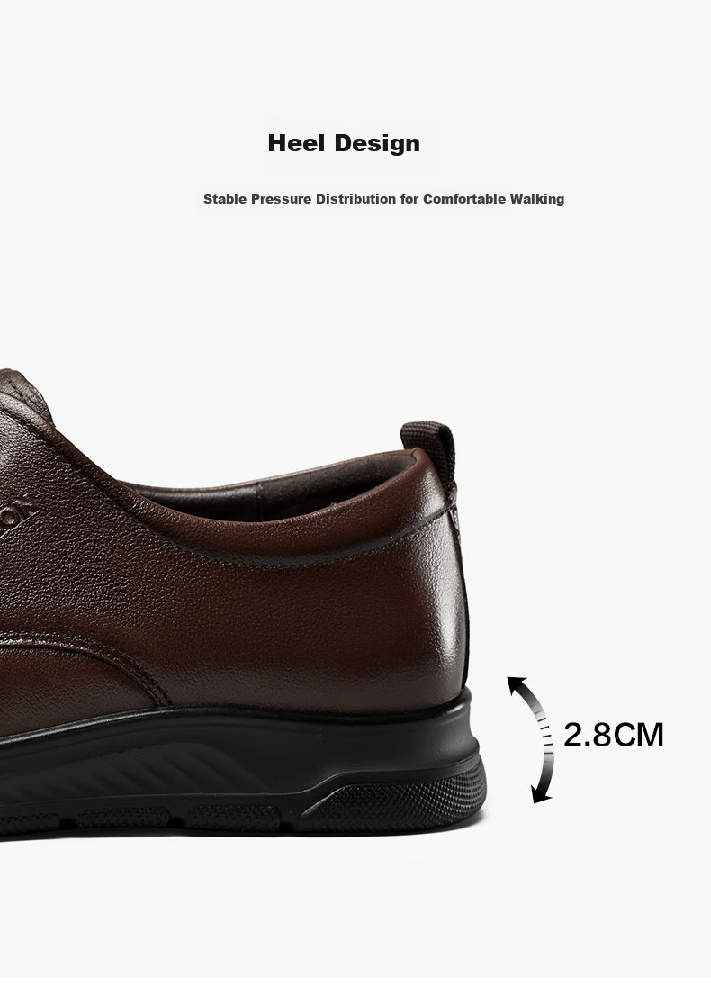 Yierkang Men's Casual Leather Shoes, Lace-Up Lifestyle Sneakers, Lightweight Commuter Dad Shoes, 53433W, Brown, Size 41 9