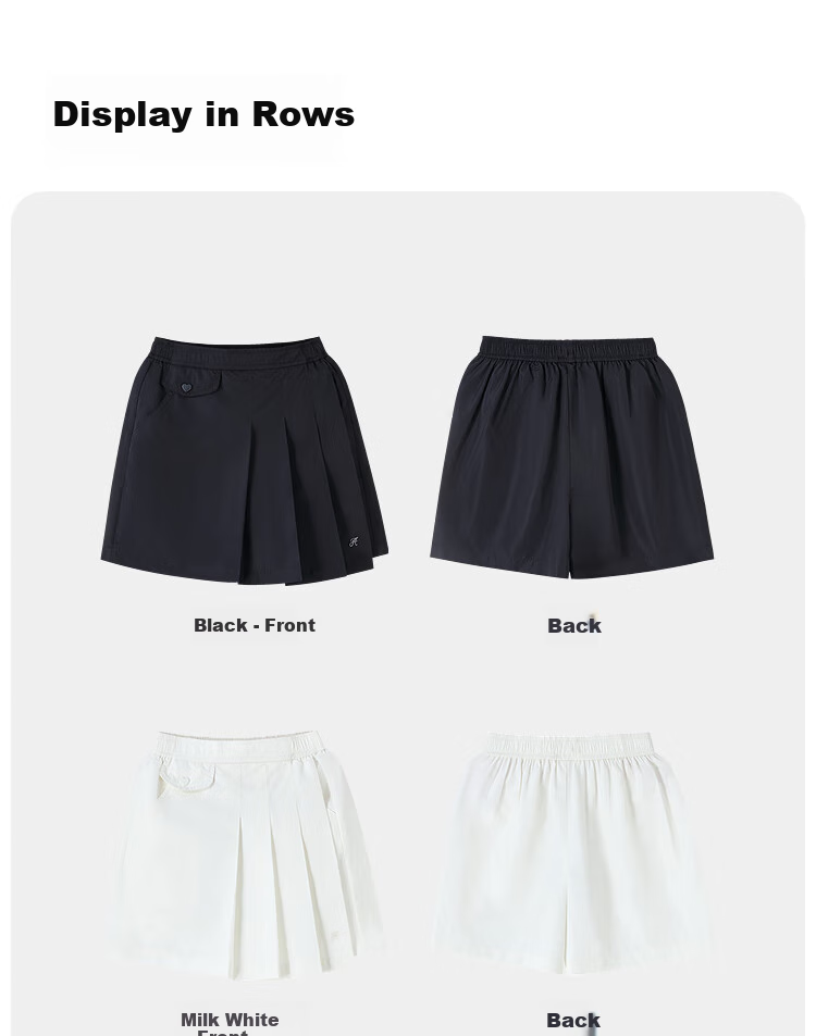 Annil Girls' Pleated Skort, Summer 2025 New Style, Casual Sweet Fashionable Black Short Skort 16