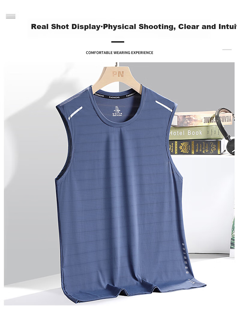 MiiOW Ice Silk Sports Tank Top for Men, Summer Quick-Dry Mesh Breathable Sleeveless T-Shirt Fitness Wear, Father's Day Gift 17