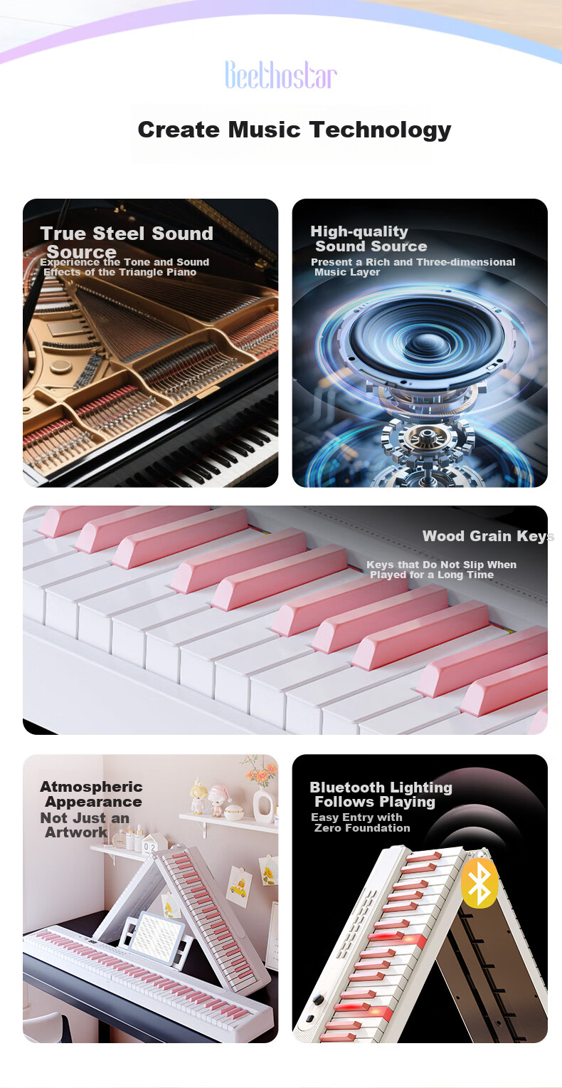 Beethostar Foldable Digital Piano with 88 Weighted Keys, Portable Electronic Piano for Adults, Children, And Teachers, Professional Performance Instrument 1