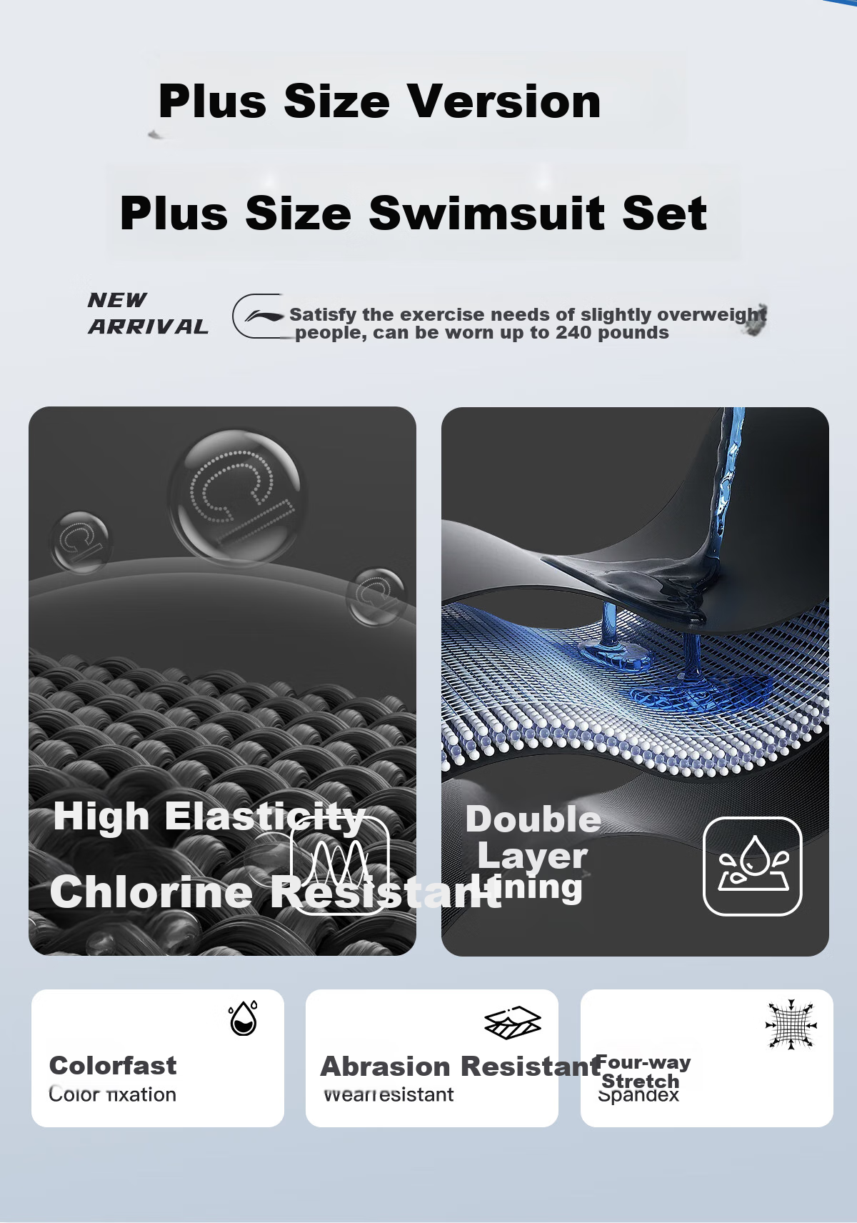 Li-Ning Men's Swim Trunks, Plus Size, Extra Large, for 200-300 Jin Weight, Loose-Fitting Swimsuit for Overweight Men, Hot Spring And Swimming Equipment 1