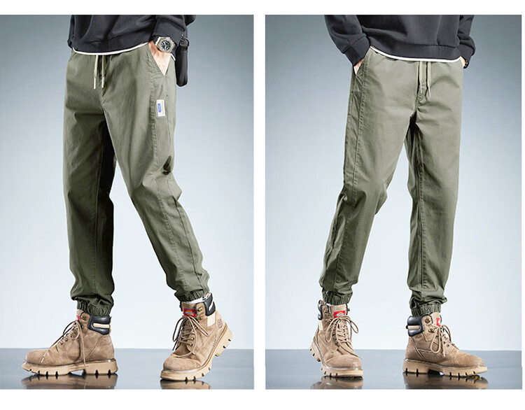 JEEP Men's Cargo Pants, Spring And Summer Casual Loose Trousers, Trendy Jogger Pants for Men, Army Green, Size M 5