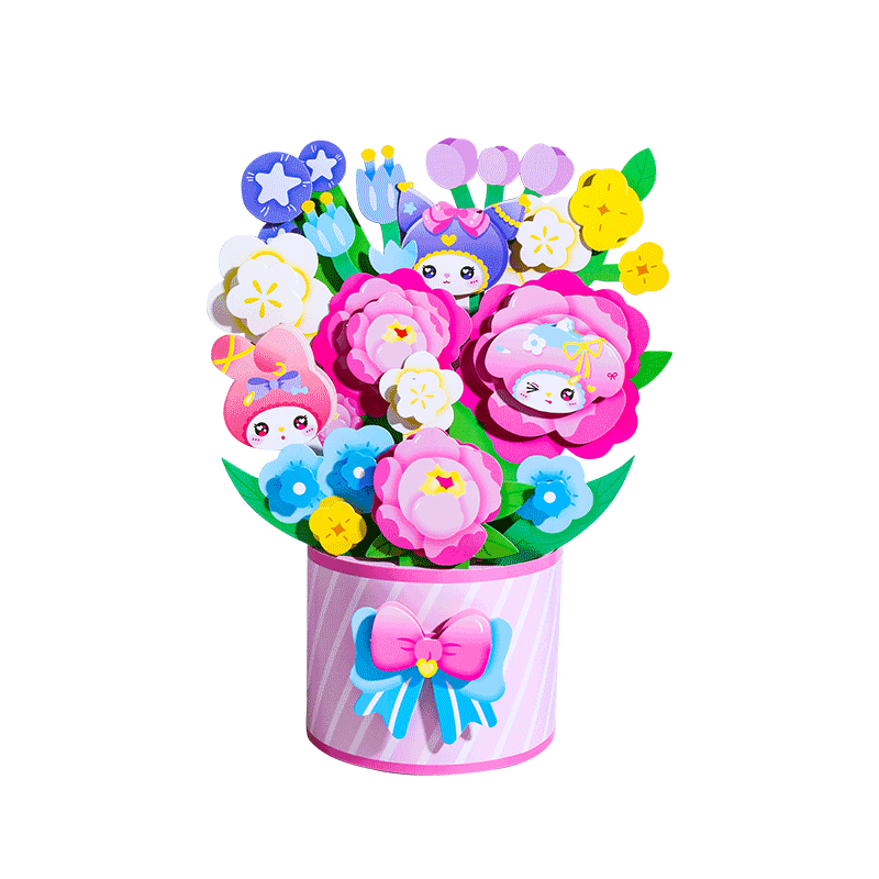 DiLe Birthday Gift for Teacher DIY Handmade Blooming Bouquet Kindergarten Primary School Creative 3D Pop-up Mom Greeting Card Postcard Single MJ-A665 Blue