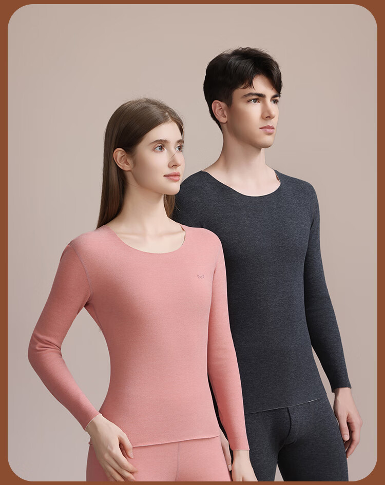 MiiOW [Goose Down, Cashmere, Silk] Men's Thermal Underwear Set, Fleece-Lined, Thickened, German Velvet Heat Retention Autumn Shirt and Pants 22